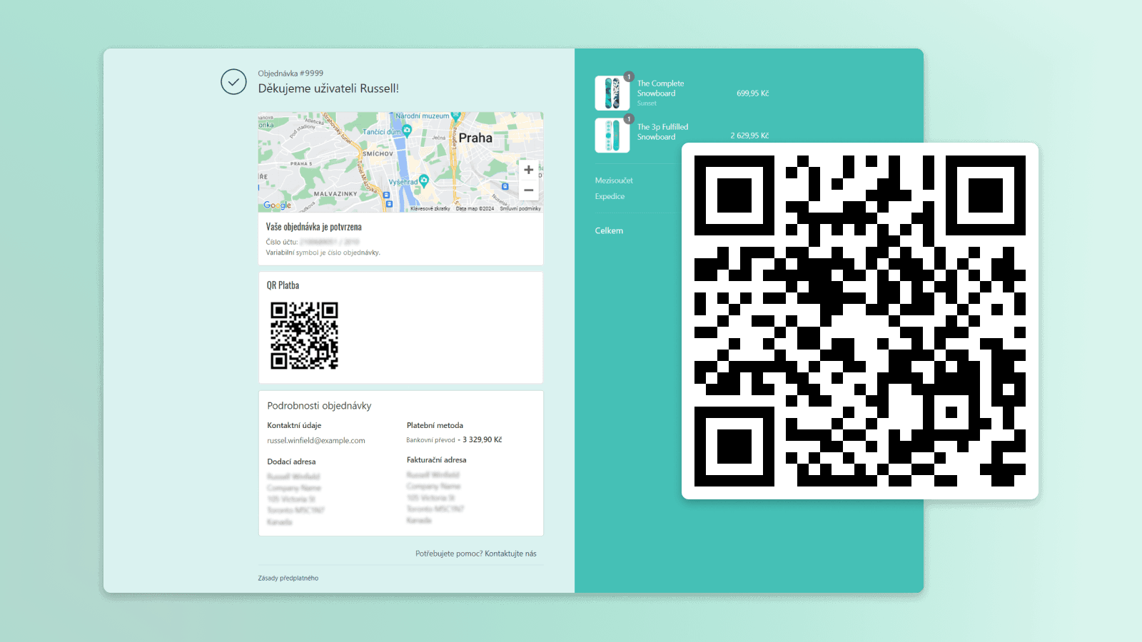 QR code in order-confirmation emails