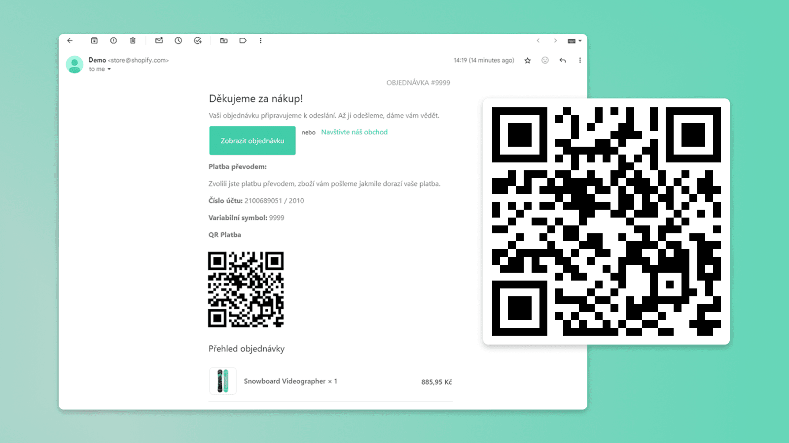 Přidání QR kódu pro platbu bankovním převodem