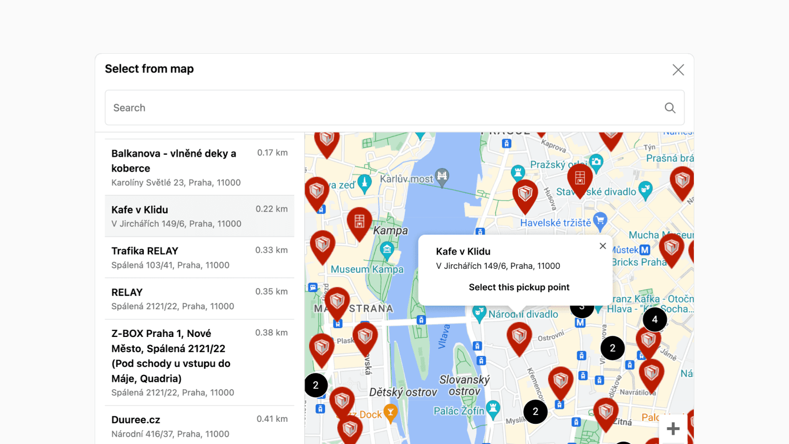 Pickup point selection and label printing for European carriers on Shopify