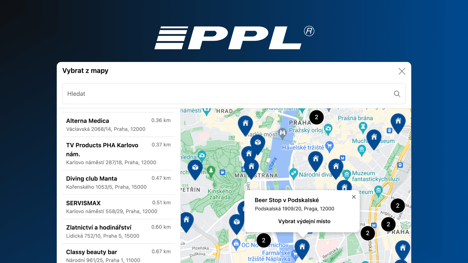 Map of PPL pickup points