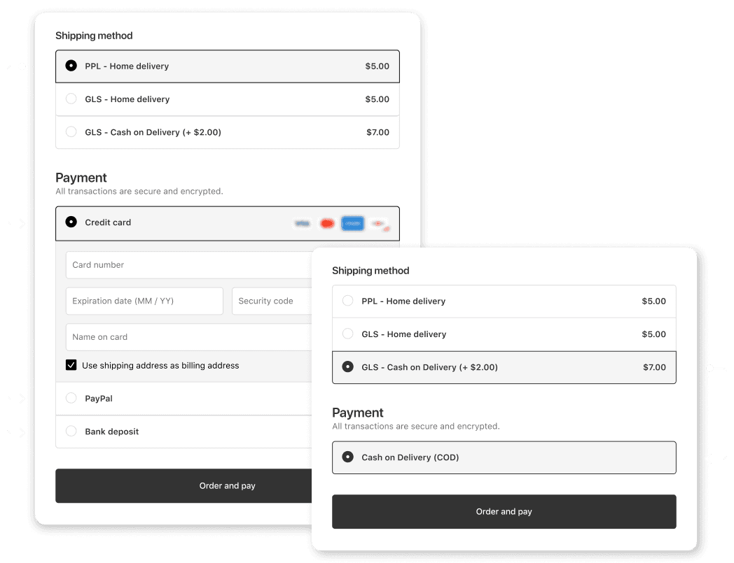 Payflow advanced payment and shipping method management for Shopify stores
