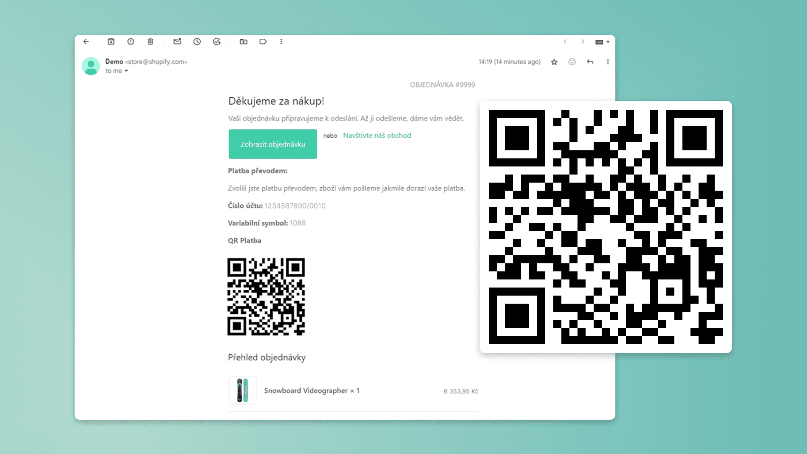 QR code in order-confirmation emails
