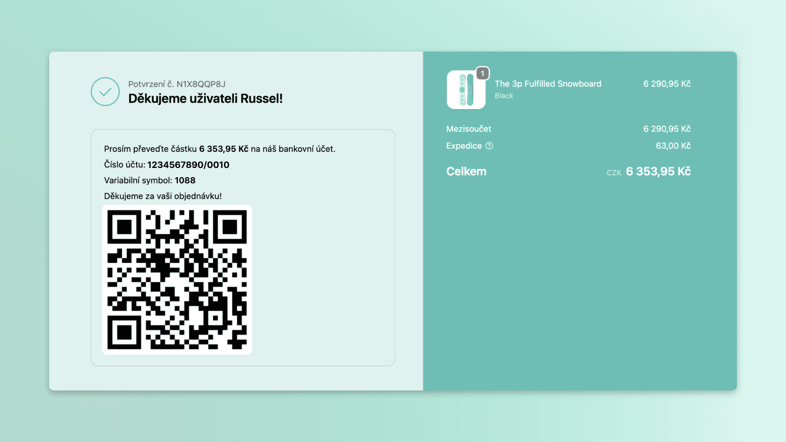 QR code on the thank-you page